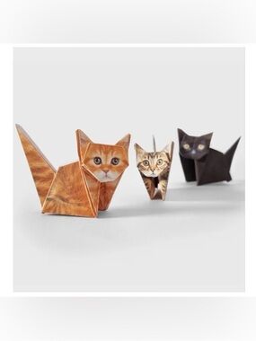 Paper Origami Cat Toys - Assorted Orange, Brown & Black